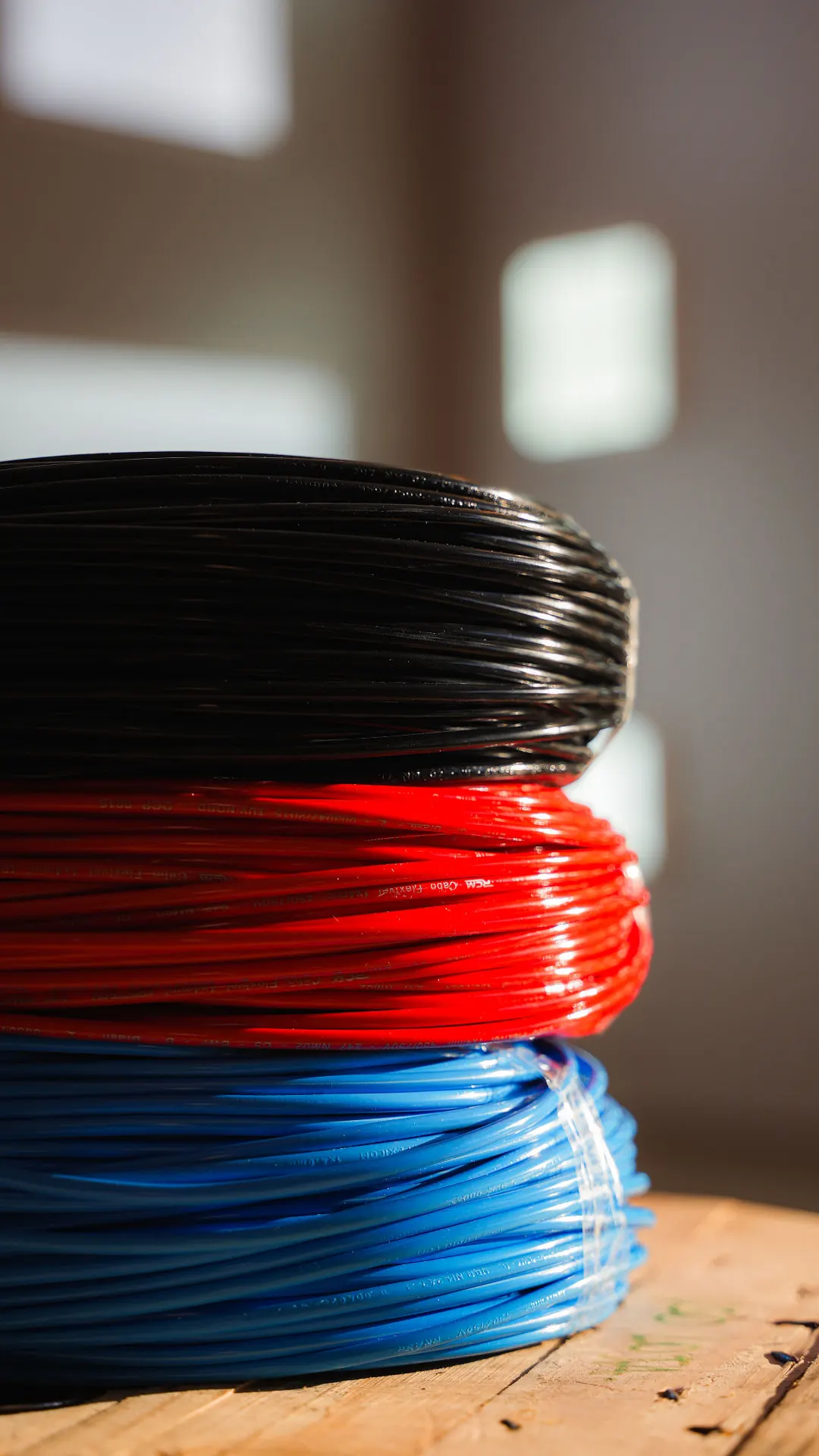 Rolos de fios e cabos elétricos